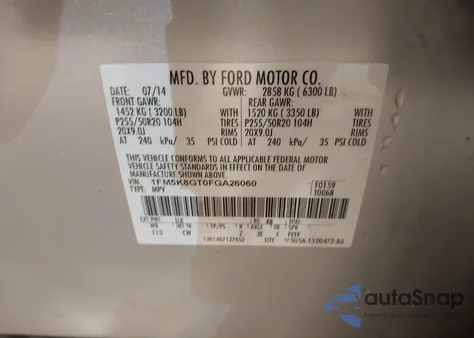 2015 Ford Explorer Sport from USA, damaged, VIN 1FM5K8GT0FGA26060